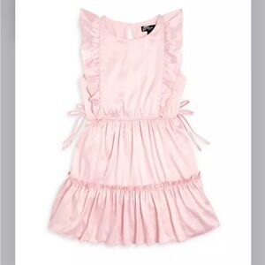 Aqua Satin Flutter Pink Girls' Dress